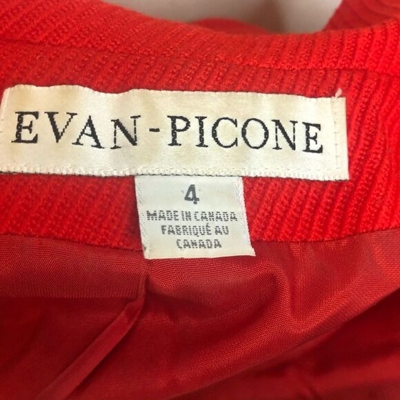 Size 4 Evan Picone Red Wool Blazer Jacket - Picture 8 of 9